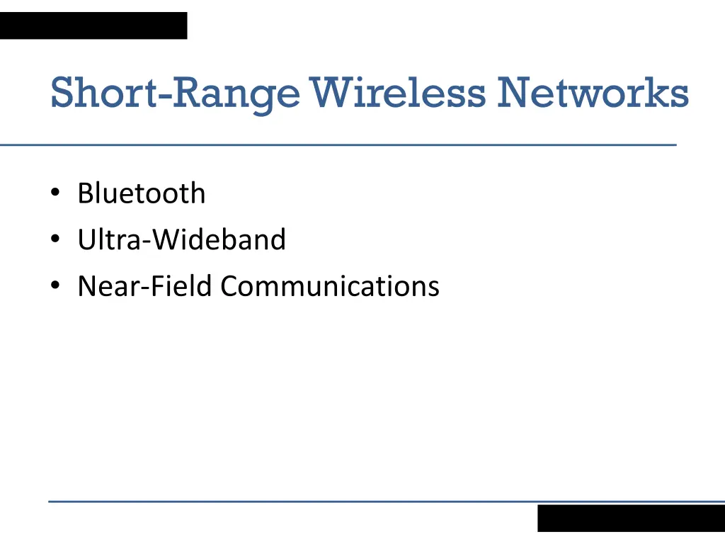 short range wireless networks