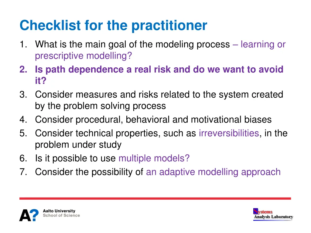 checklist for the practitioner