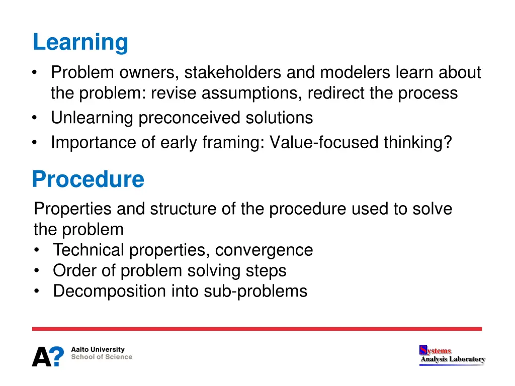 learning problem owners stakeholders and modelers