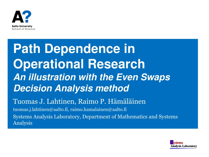 path dependence in operational research