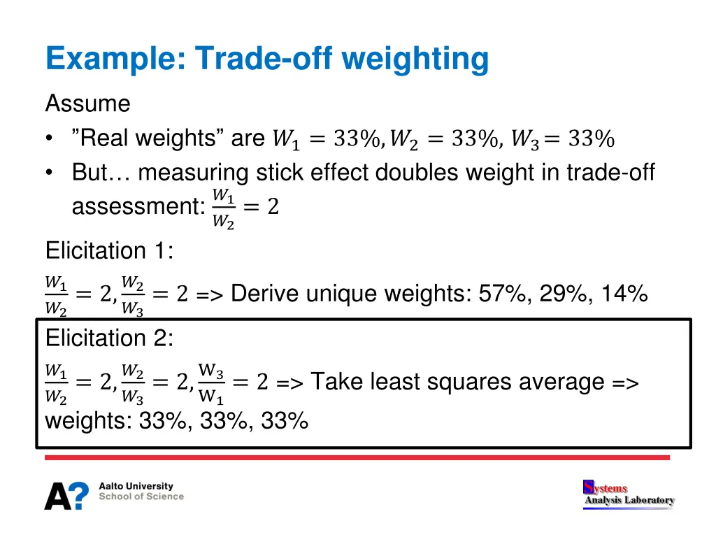 example trade off weighting 1