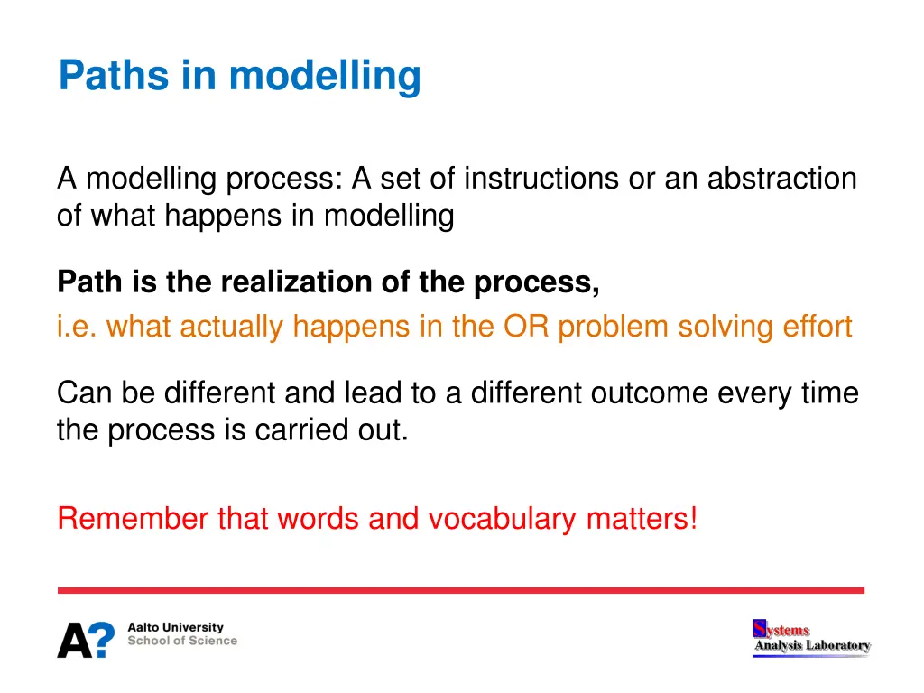 paths in modelling