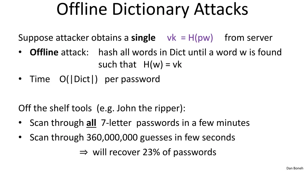 offline dictionary attacks