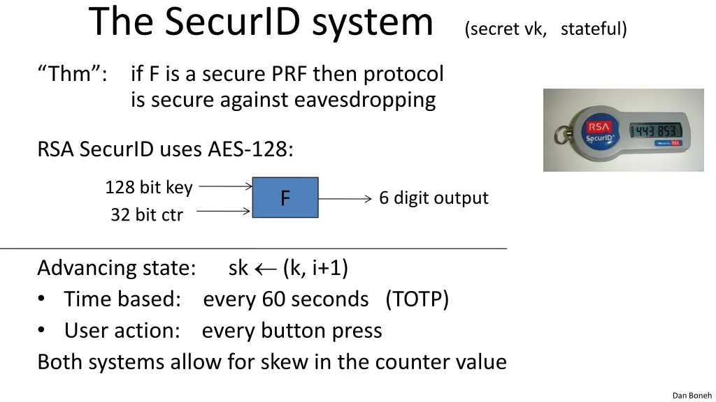 the securid system secret vk stateful