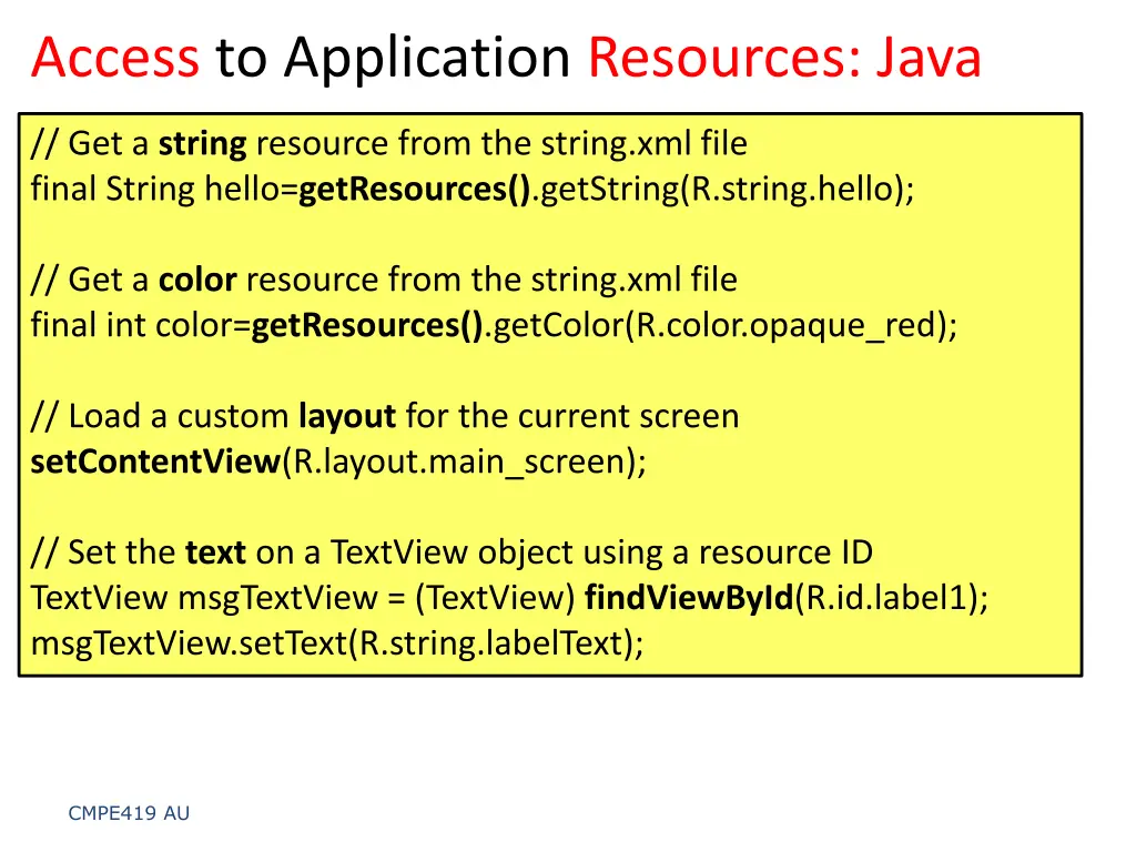 access to application resources java 1