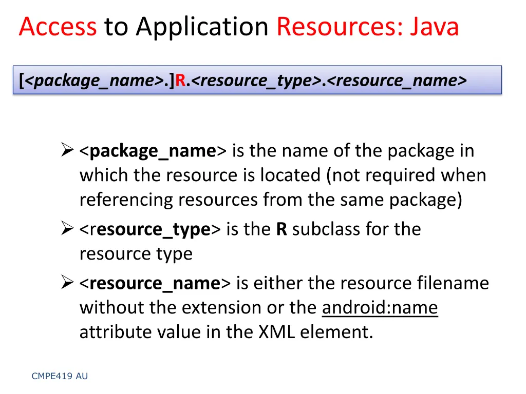 access to application resources java