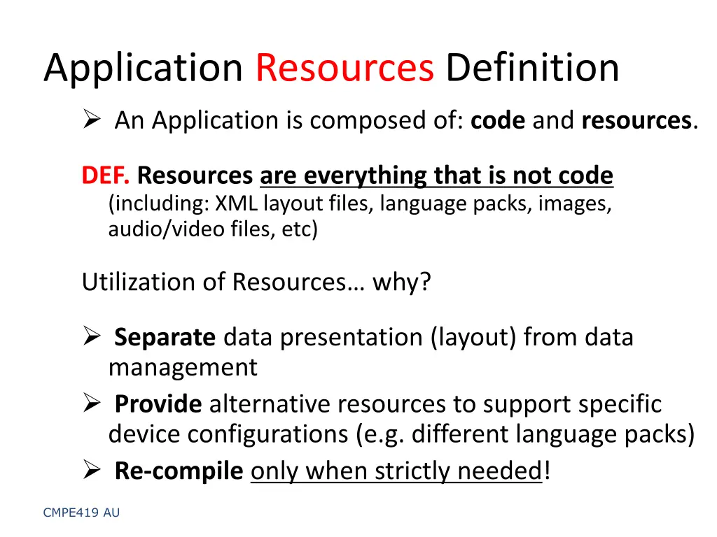 application resources definition an application