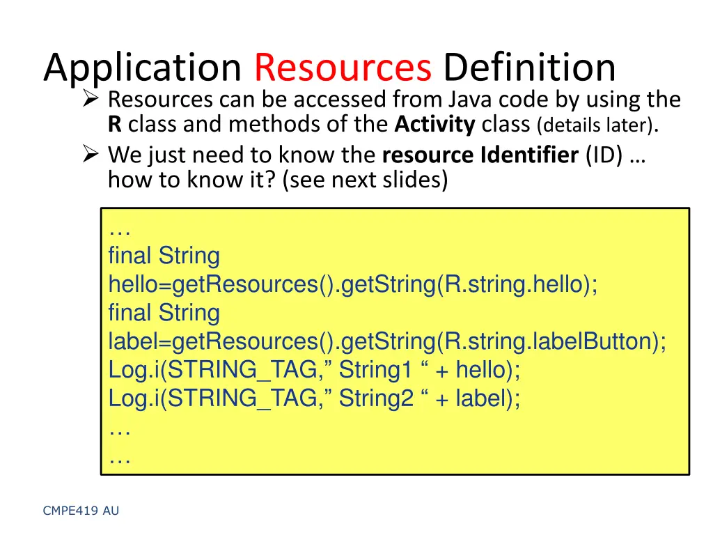 application resources definition resources