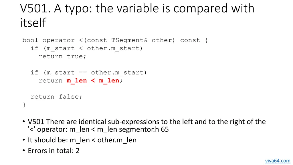 v501 a typo the variable is compared with itself