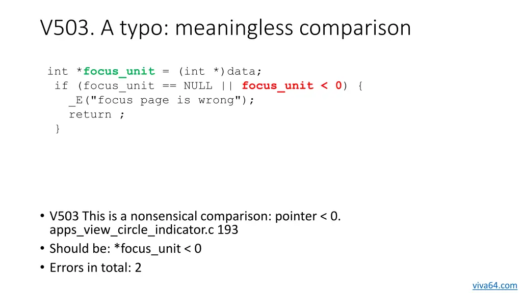 v503 a typo meaningless comparison