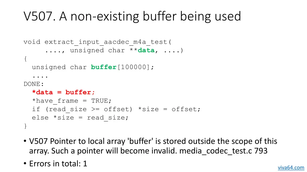 v507 a non existing buffer being used