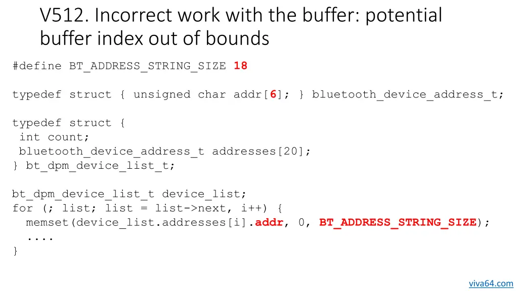 v512 incorrect work with the buffer potential 1