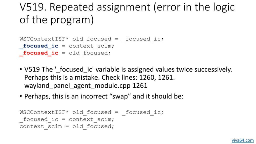 v519 repeated assignment error in the logic