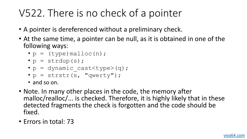 v522 there is no check of a pointer