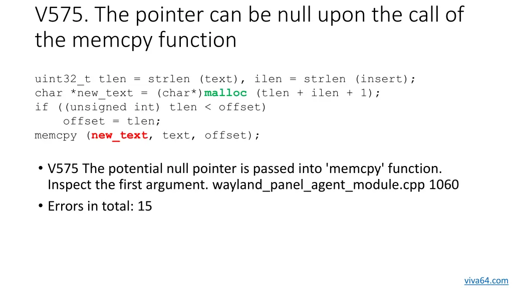 v575 the pointer can be null upon the call