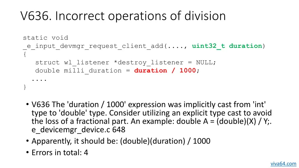 v636 incorrect operations of division