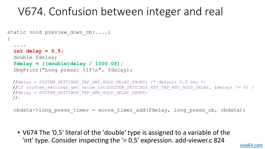 v674 confusion between integer and real