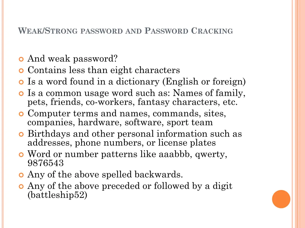 w eak s trong password and p assword c racking 1