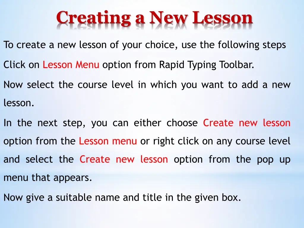 creating a new lesson