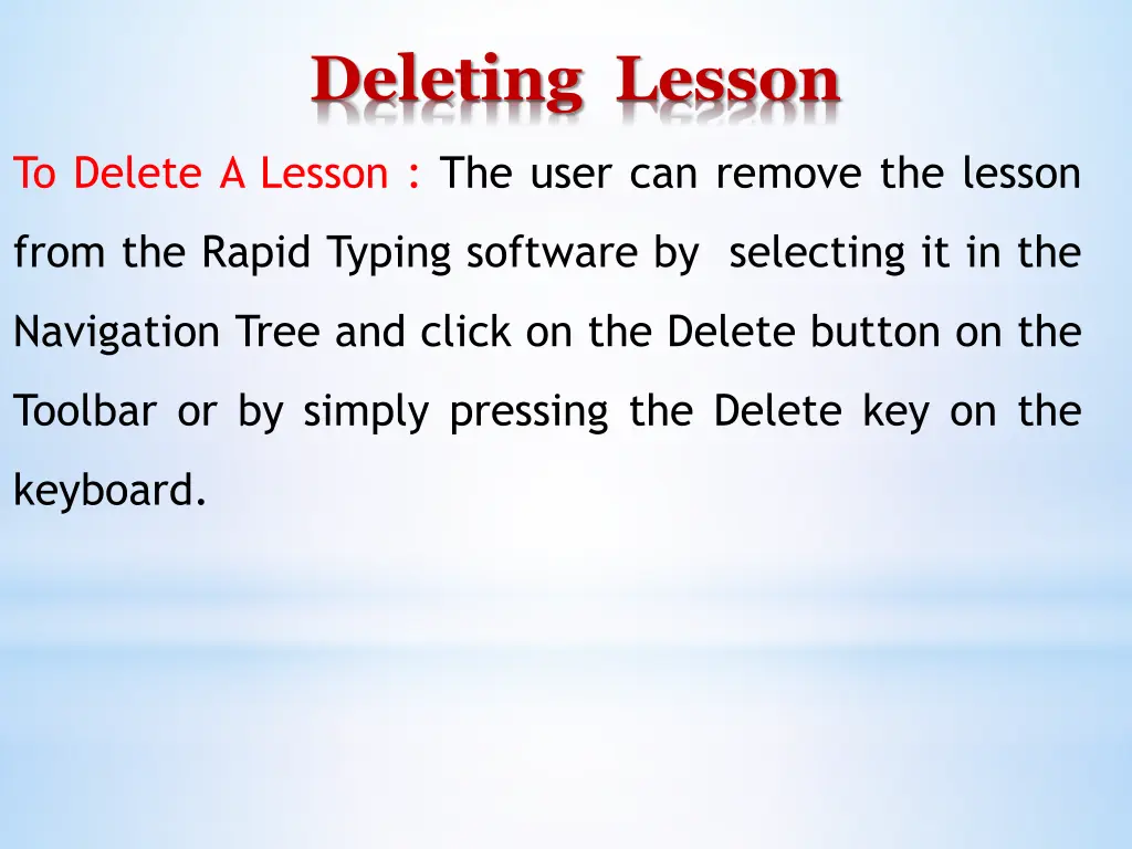 deleting lesson