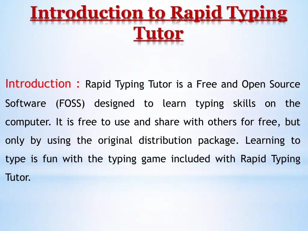 introduction to rapid typing tutor