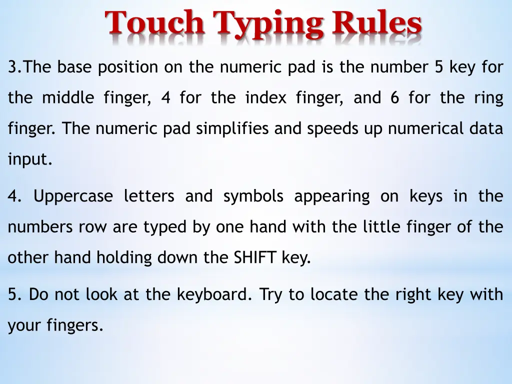 touch typing rules 1