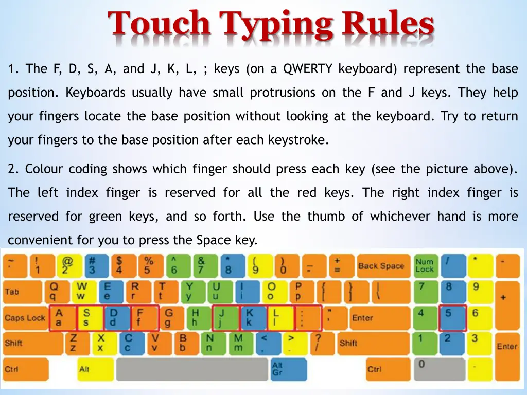 touch typing rules