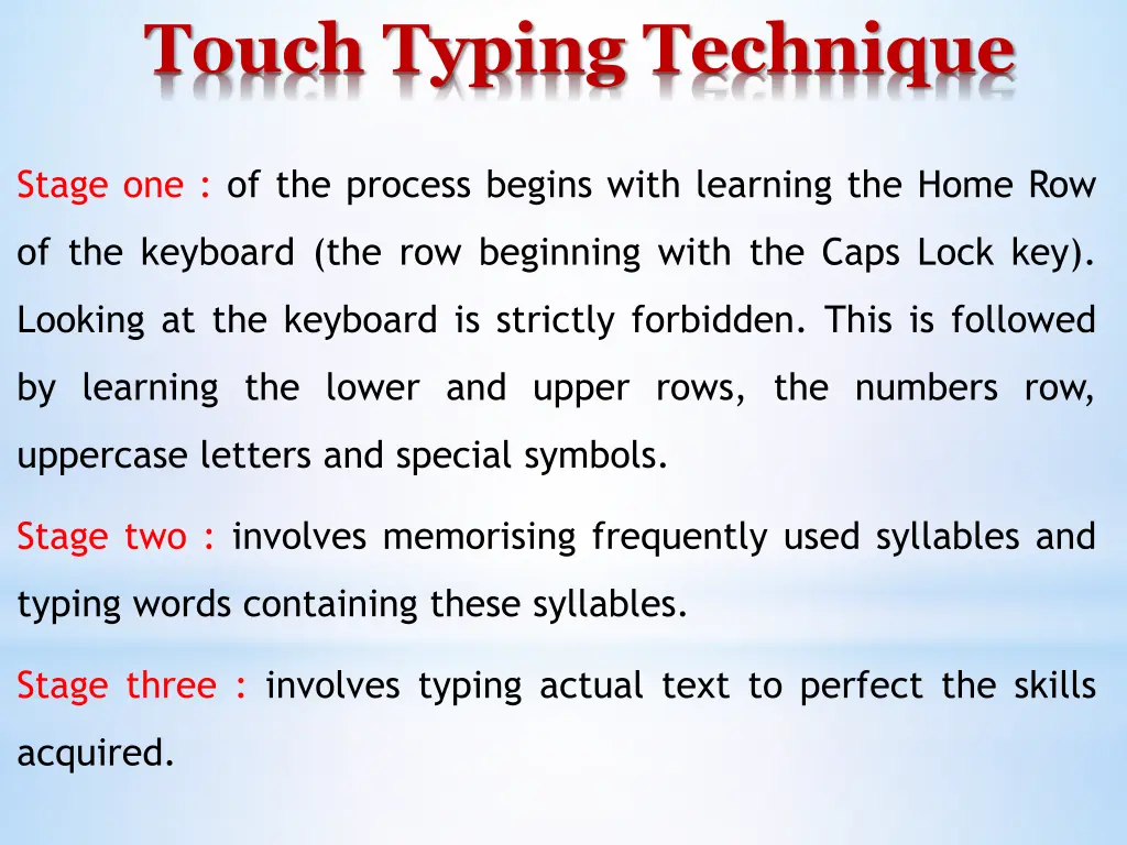 touch typing technique 1