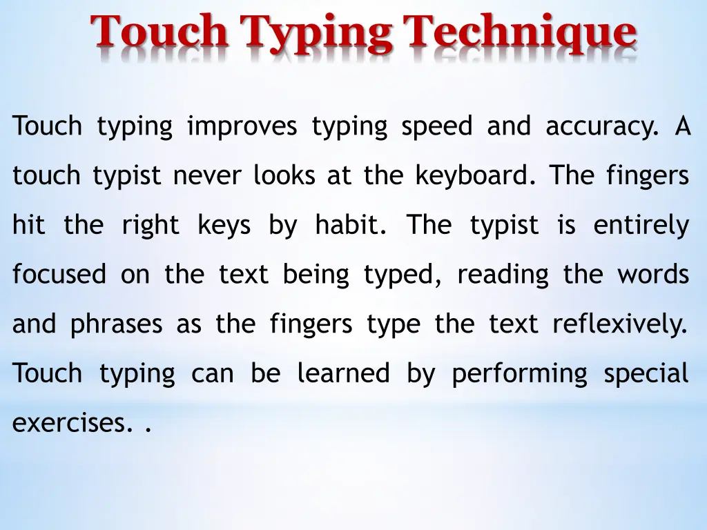 touch typing technique