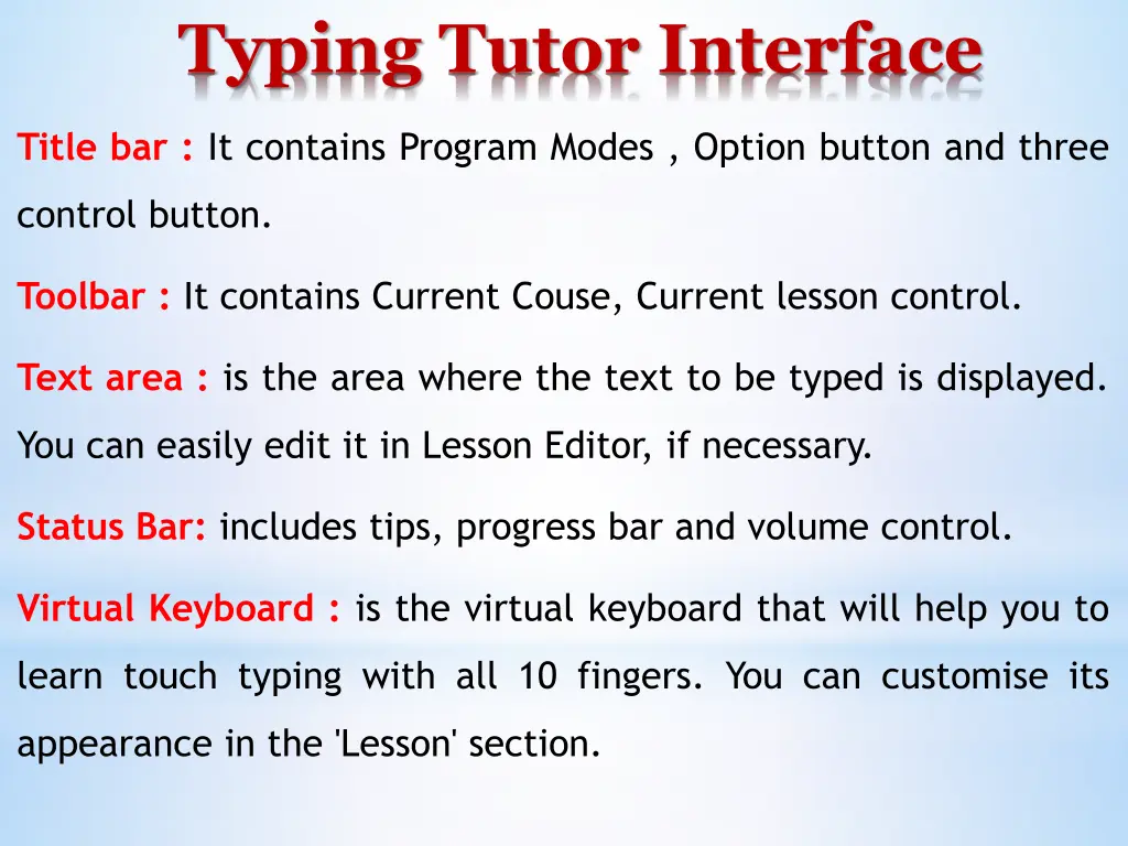 typing tutor interface 1