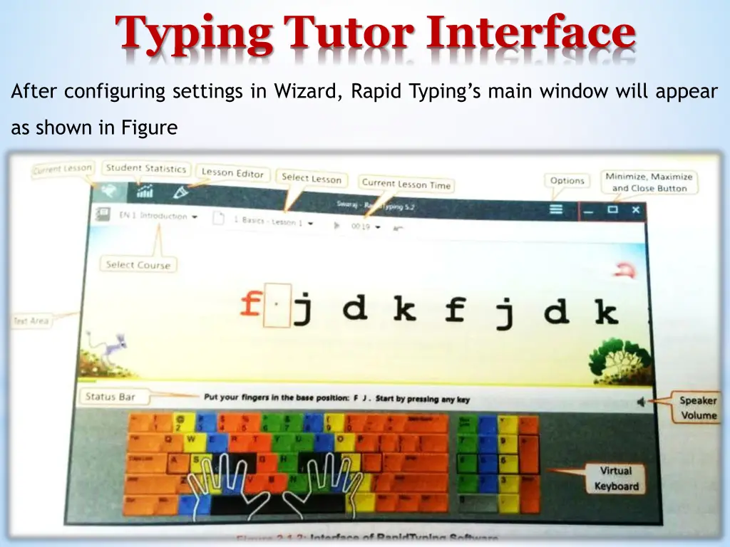 typing tutor interface