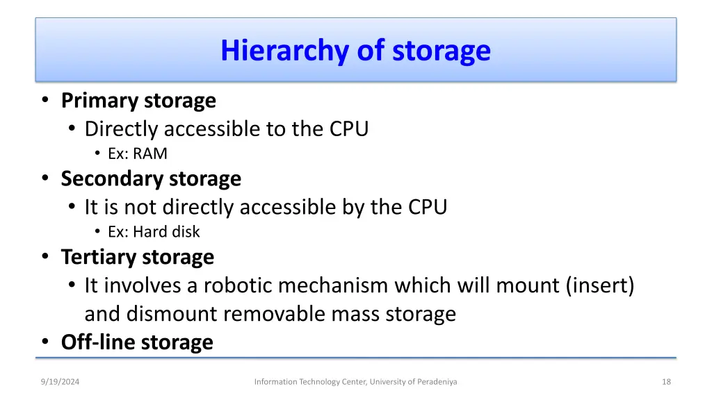 hierarchy of storage