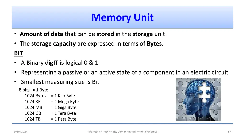 memory unit