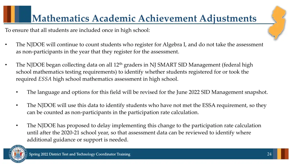 mathematics academic achievement adjustments