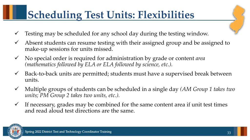 scheduling test units flexibilities