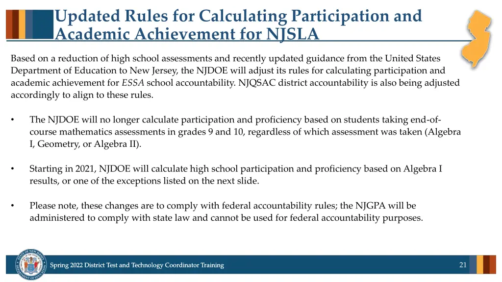 updated rules for calculating participation