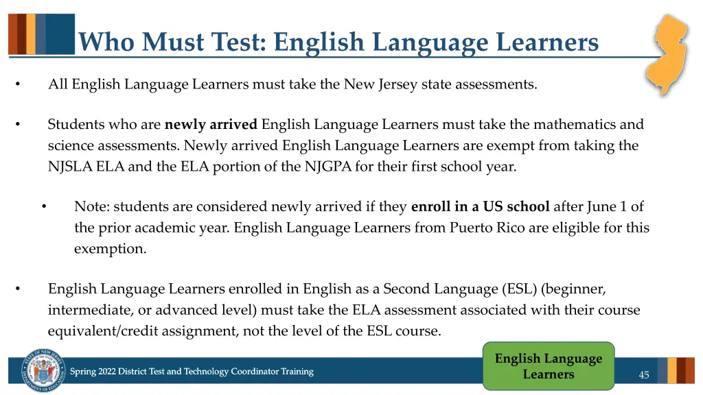 who must test english language learners