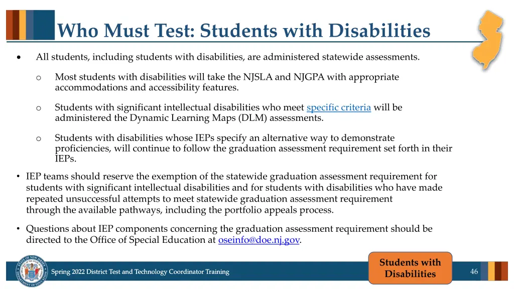 who must test students with disabilities