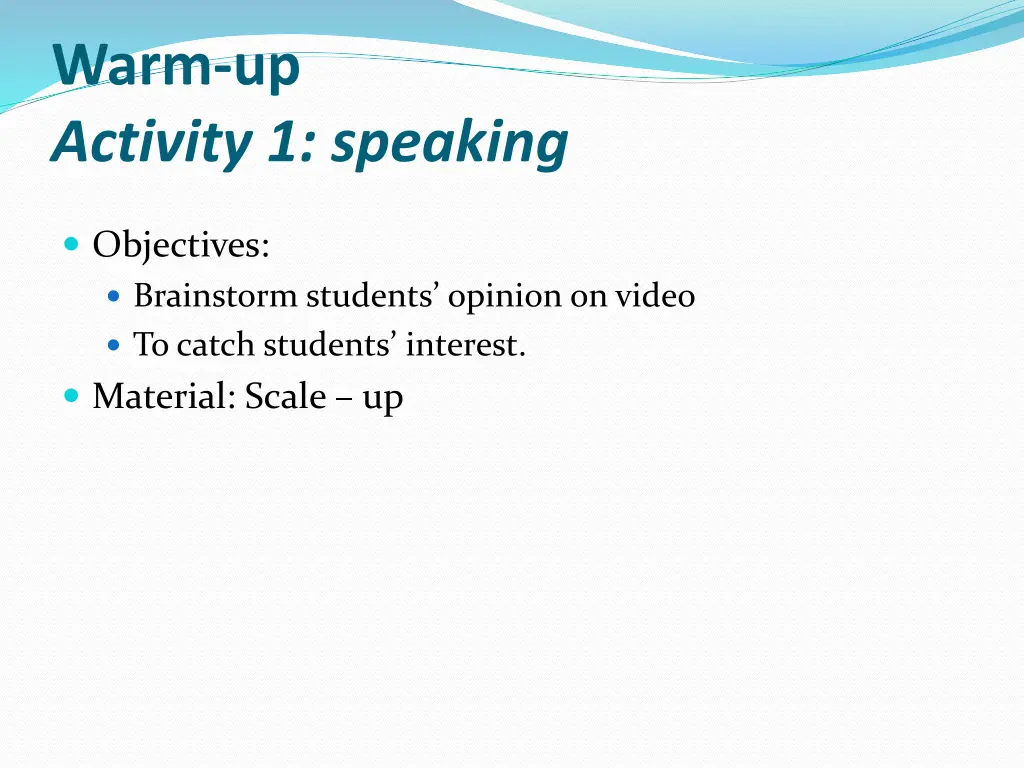 warm up activity 1 speaking