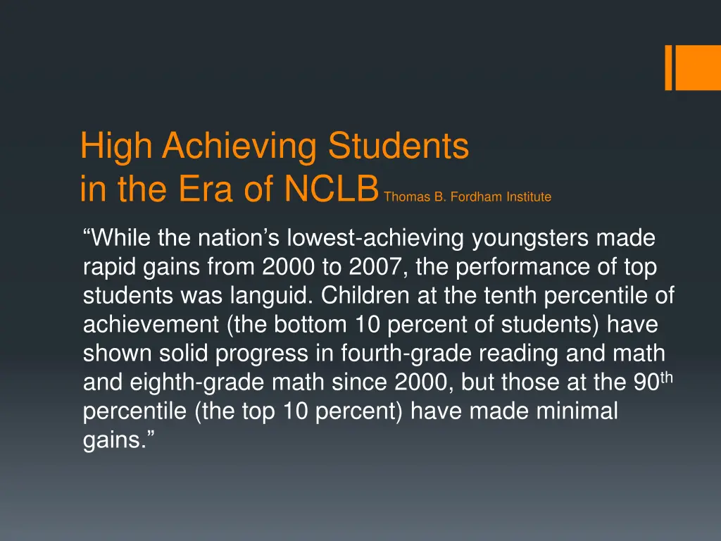 high achieving students in the era of nclb thomas