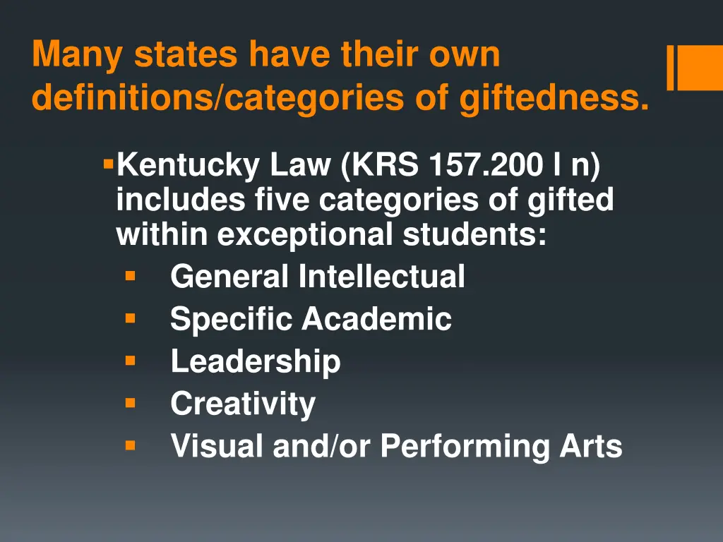 many states have their own definitions categories