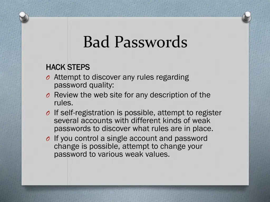 bad passwords