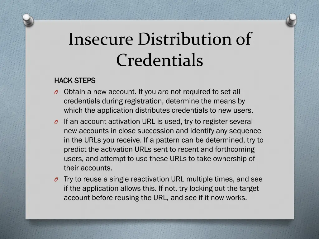 insecure distribution of credentials 1