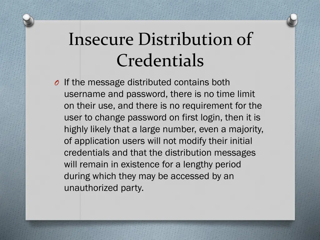 insecure distribution of credentials