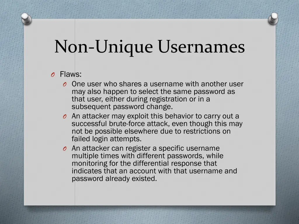 non unique usernames