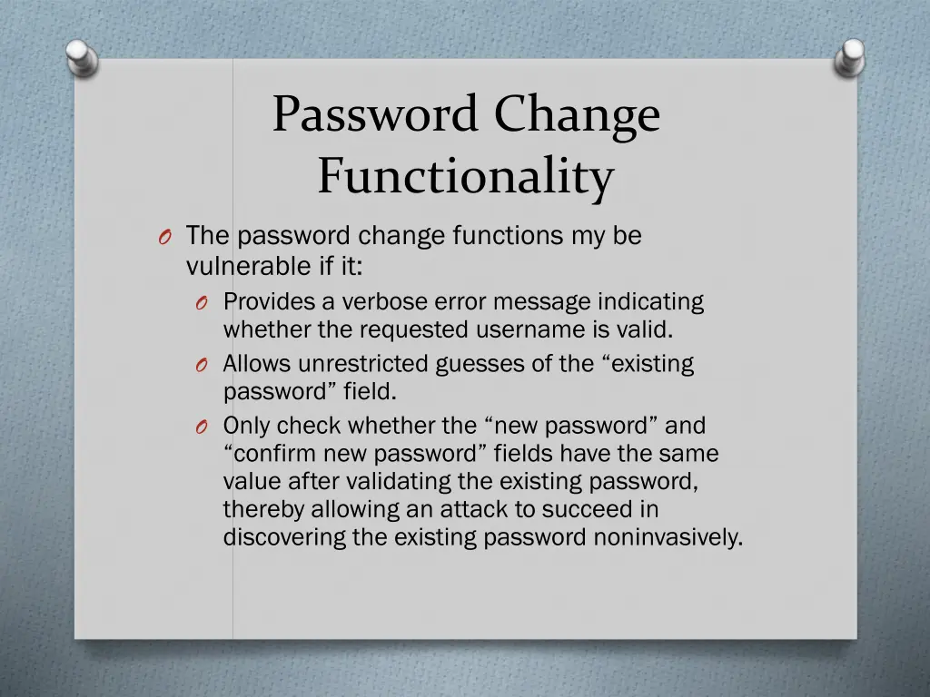 password change functionality