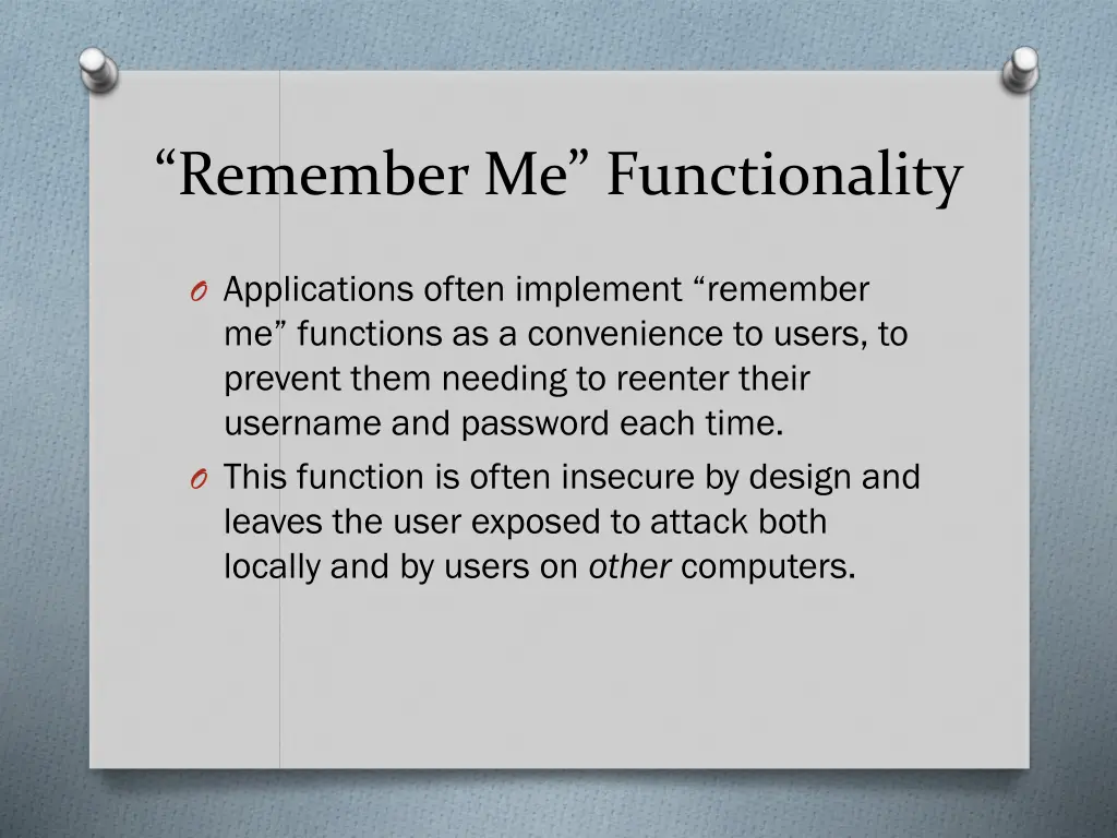 remember me functionality