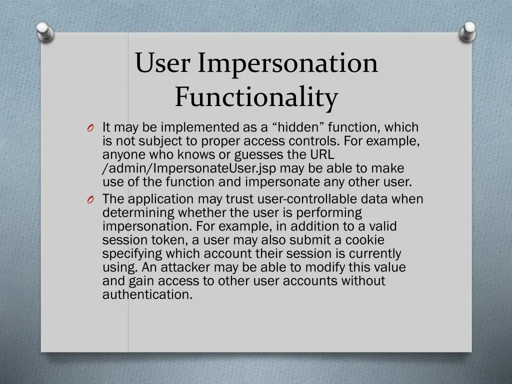 user impersonation functionality