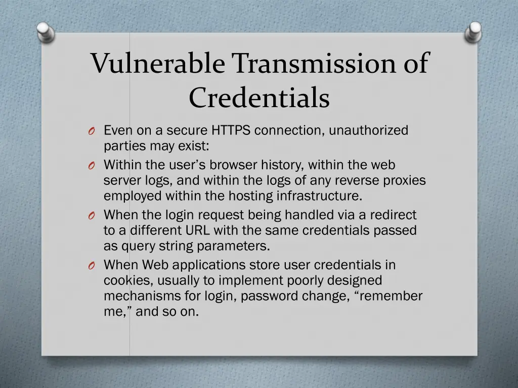 vulnerable transmission of credentials 1