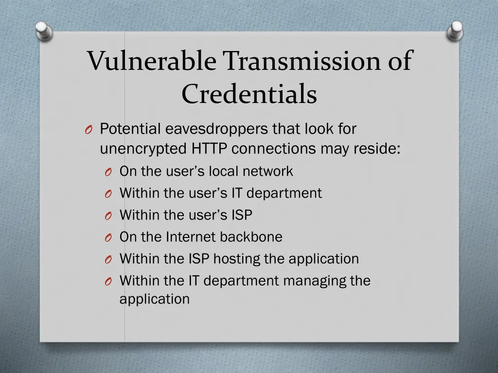 vulnerable transmission of credentials